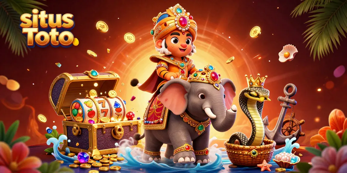 Play thrilling games at situs Toto with our vibrant casino illustration showcasing unique characters and elements.