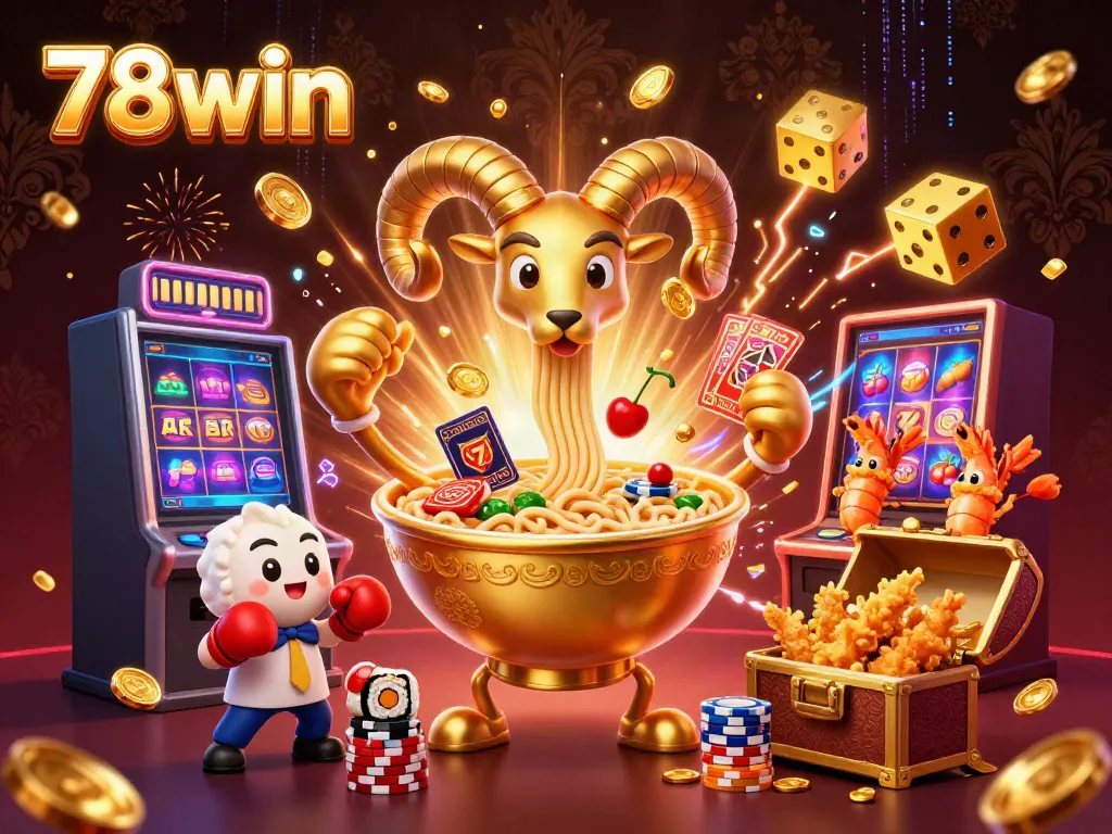 Winning strategies come to life with 78win's vibrant casino scene featuring dynamic characters and game elements.
