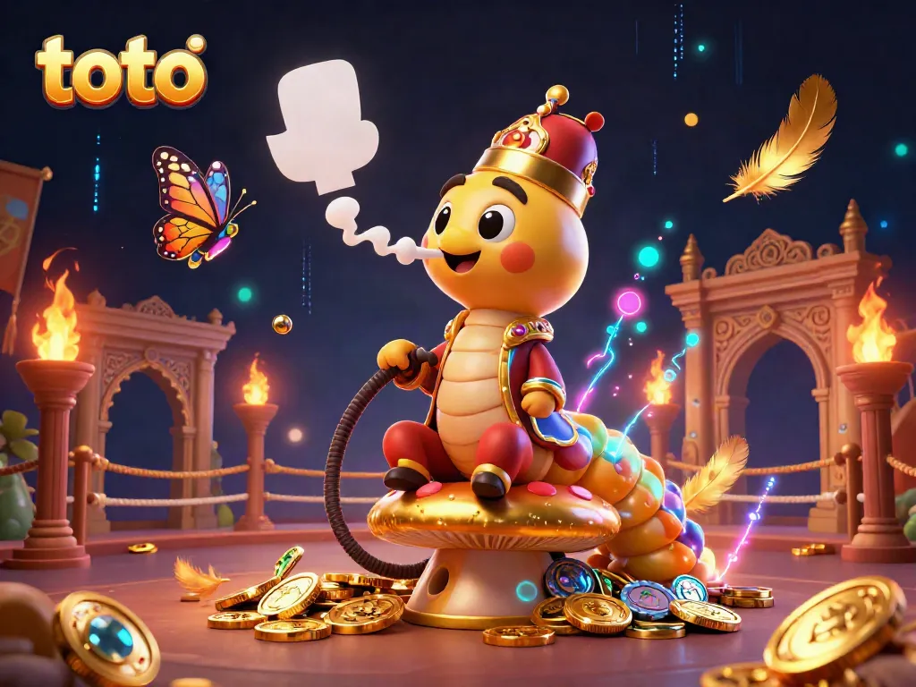 Experience exciting toto gaming action with a whimsical caterpillar master and rich casino elements.