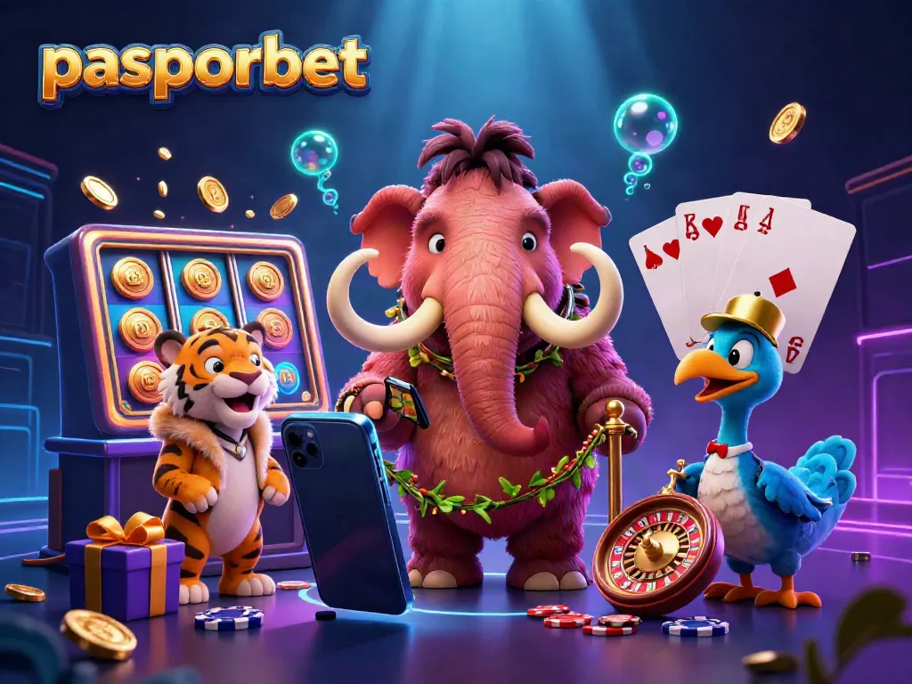 Permainan pasporbet menampilkan karakter kasino 3D dengan bouncer mamut berbulu, tamu VIP harimau, dan penjaga pintu burung dodo.