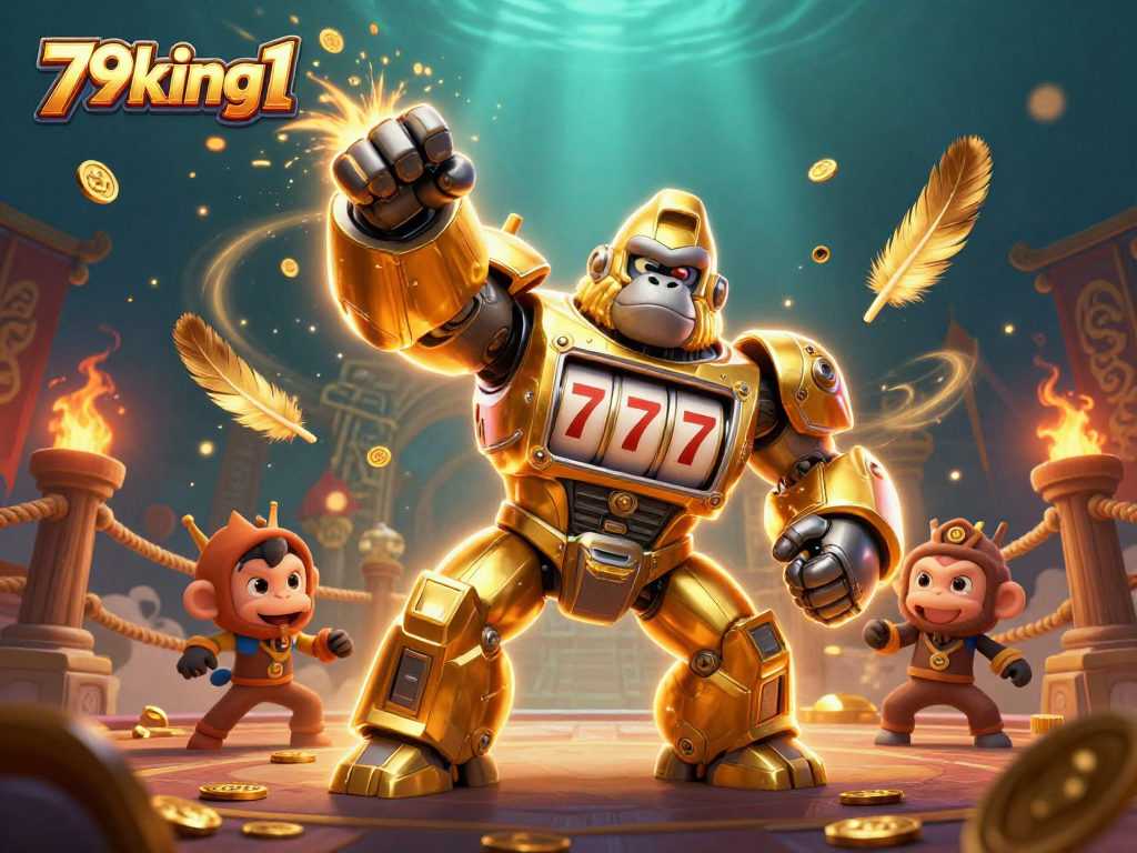 Win exciting jackpots with the 79king1 golden gorilla mech amid dynamic casino elements.