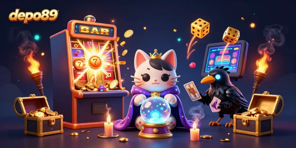 Experience the thrill of jackpot wins with depo89's vibrant 3D casino illustration!