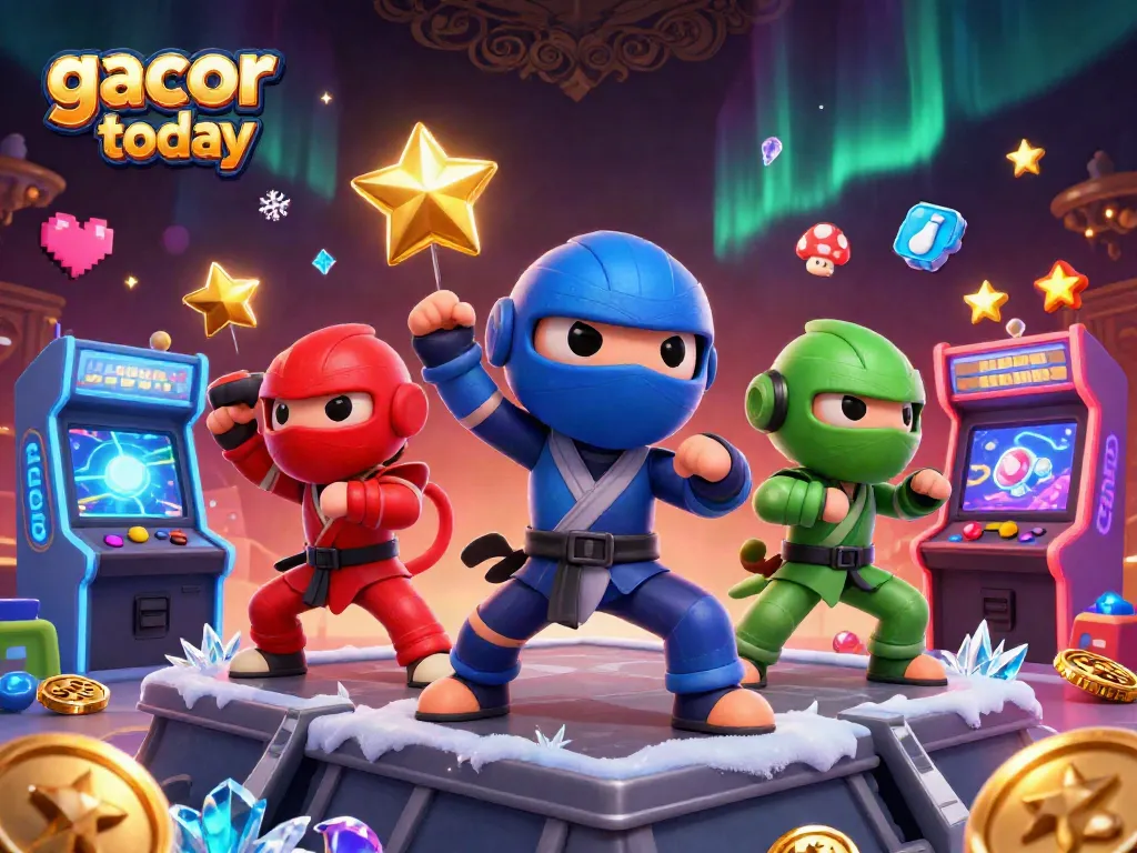Experience the excitement of gacor slot today with dynamic ninja chameleons and colorful casino elements.