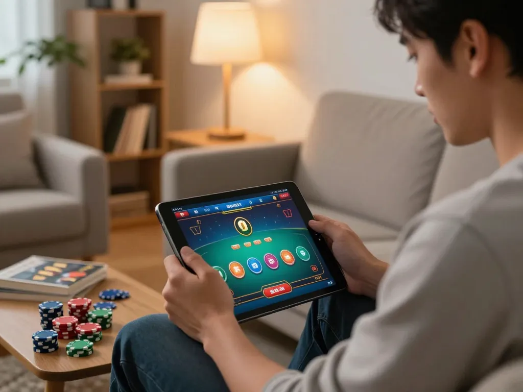 Terlibat dalam login alexis500 yang ramah pengguna sambil menikmati permainan kasino online di rumah, dengan pencahayaan ambient yang hangat dan elemen strategis.