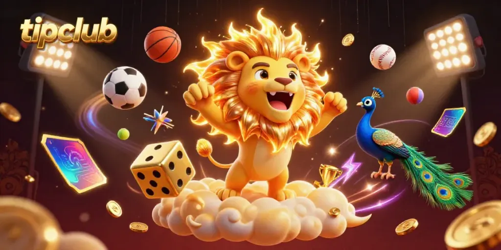 Experience excitement with tipclub as the 3D sun lion celebrates big wins in a vibrant sports betting scene.