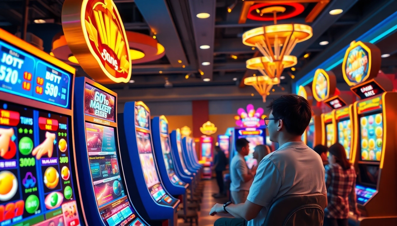 Experience the thrill of Asupantoto with vibrant visuals of online slot machines and engaged gamers.