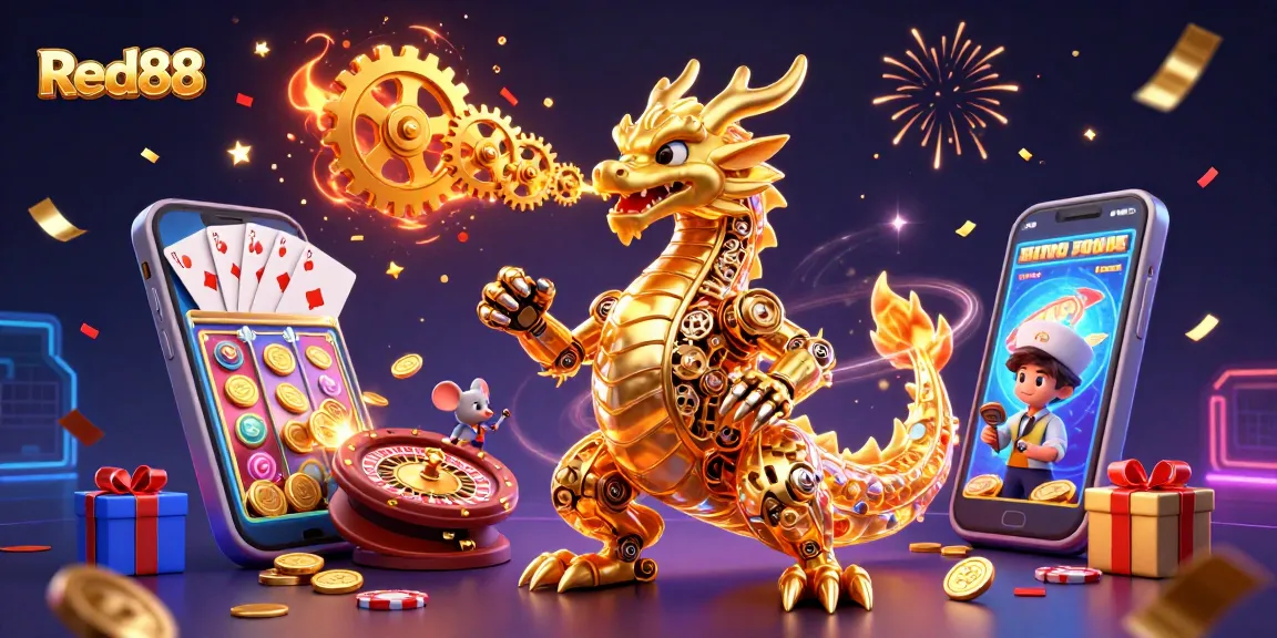 Experience exciting gameplay at Red88 with a 3D dragon and interactive casino elements.