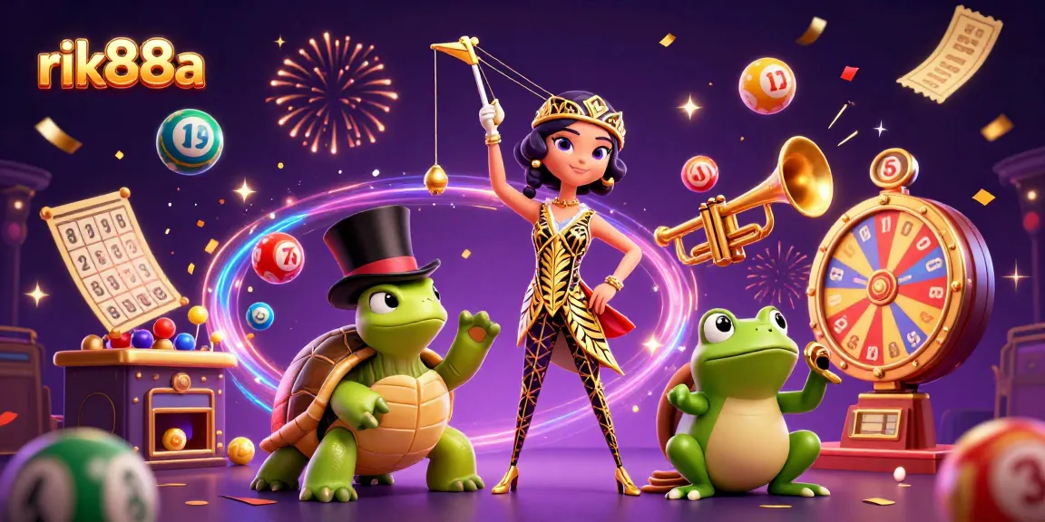 Engage in thrilling games at rik88a with diverse colorful elements and joyful characters celebrating wins.