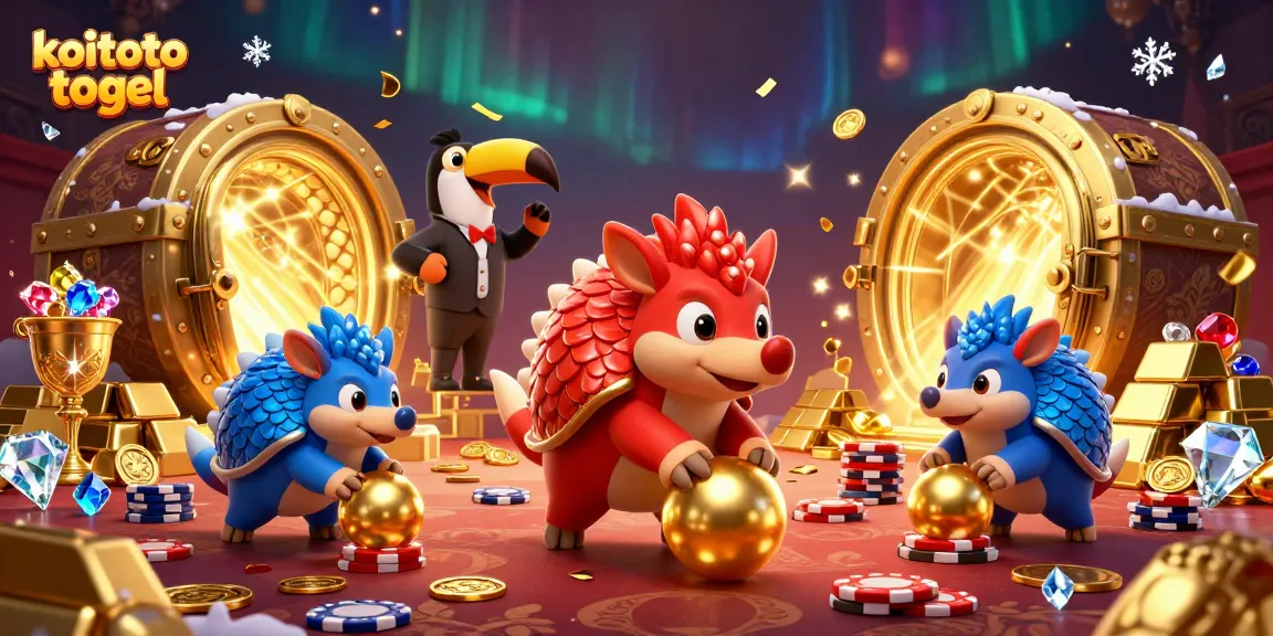 Gambarlah koitoto togel dengan pangolins berkompetisi di kasino, dikelilingi harta karun dan efek glamor.