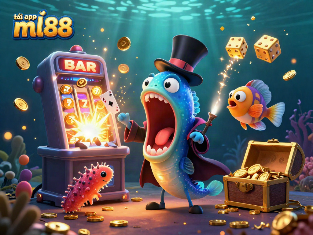 Engage with the thrilling experience of tải app ml88 featuring a dazzling underwater casino scene.