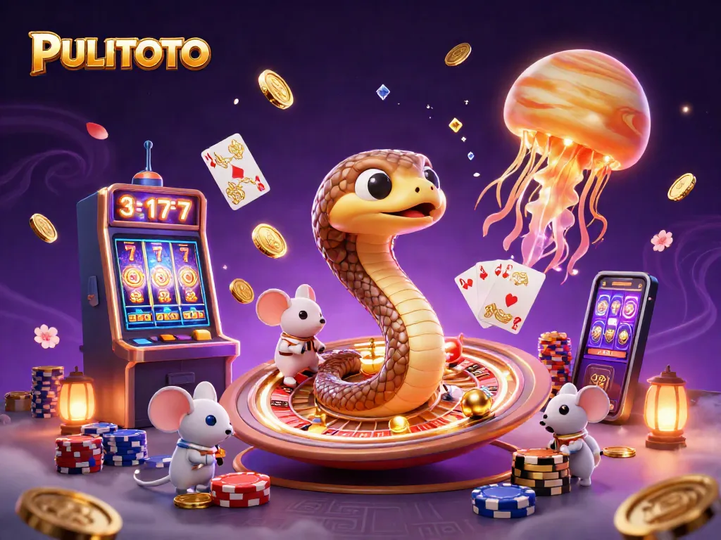 PULITOTO invites players to engage in exciting cosmic gambling with animated characters in a dazzling 3D scene.
