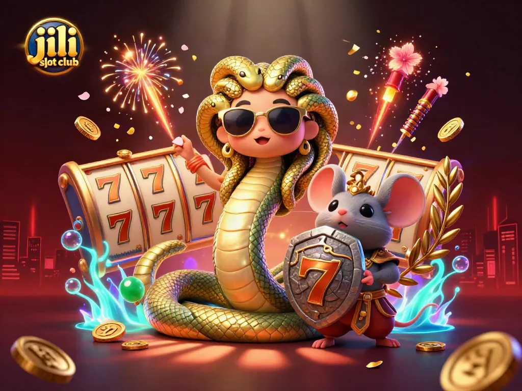 Join the excitement at jili slot club with vibrant 3D illustrations of lucky slot reels and characters.