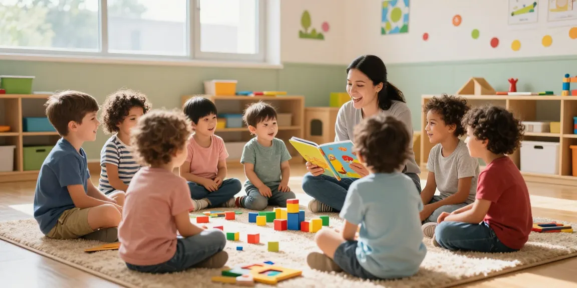 Children exploring link slot concepts through interactive learning in a colorful classroom