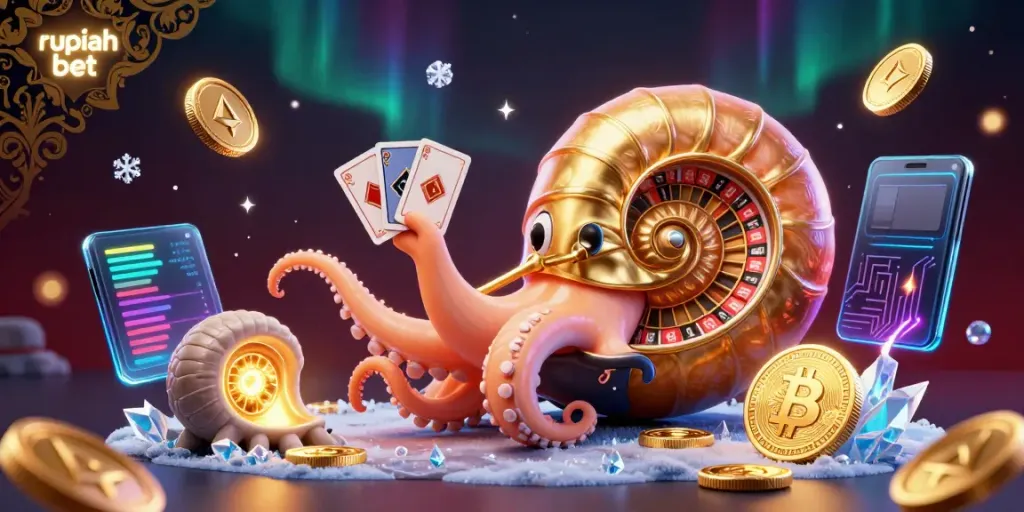 Experience the excitement of the rupiah bet scene with a nautilus roulette wheel and crypto elements.
