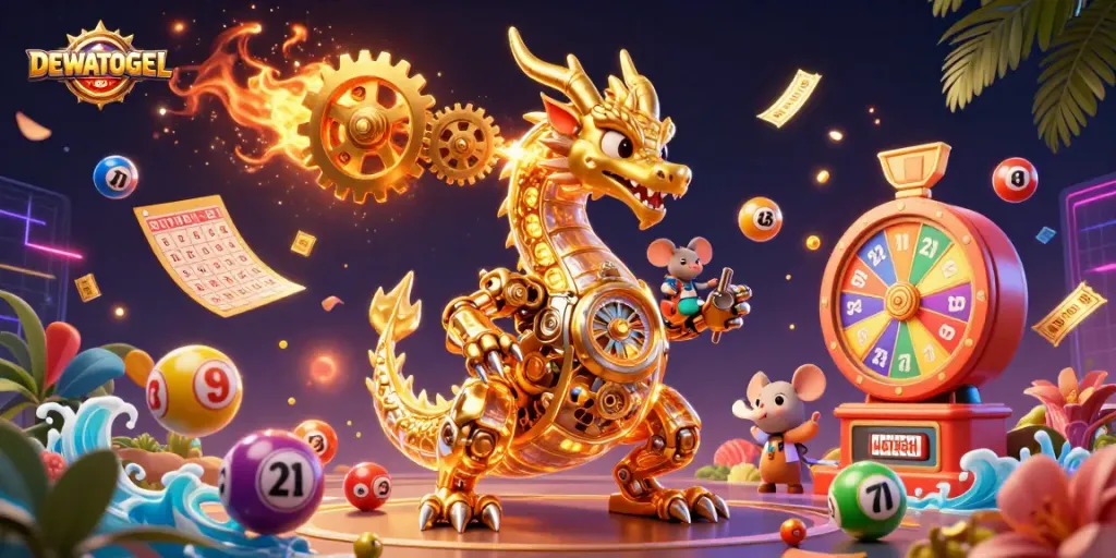 Engage in thrilling lottery experiences with DEWATOGEL, featuring vibrant lottery balls and winning elements.