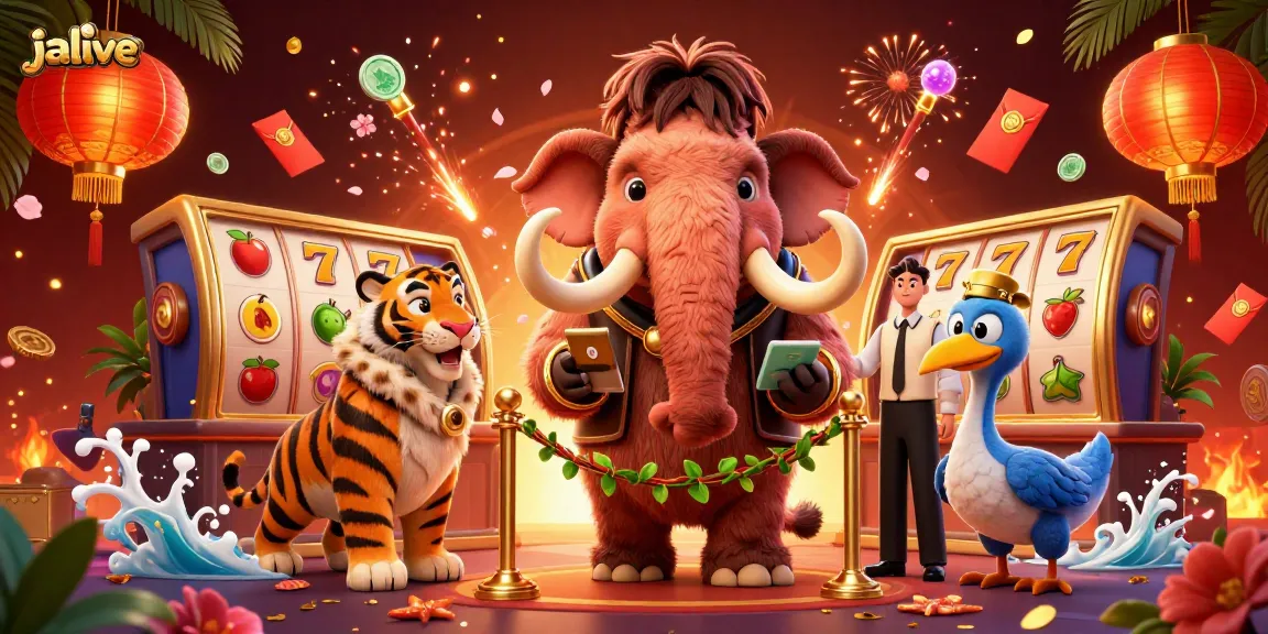 Experience the excitement of jalalive with dynamic slot action in this vibrant casino scene featuring whimsical characters.