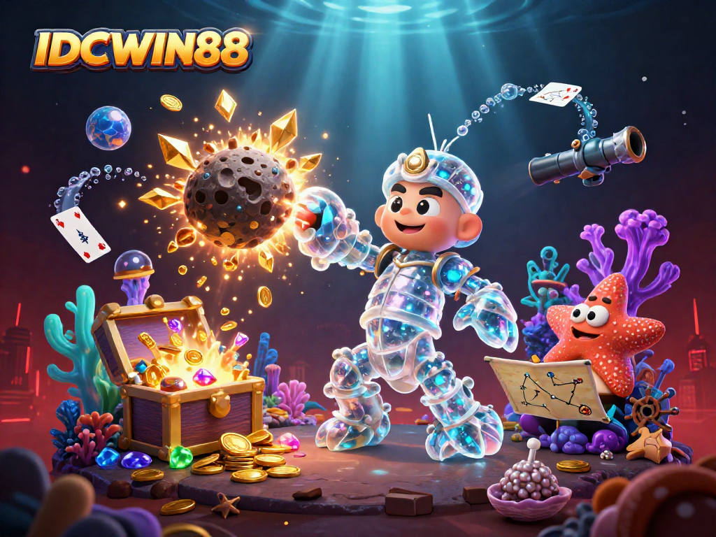 Engage with IDCWIN88's thrilling 3D casino adventure featuring a galactic samurai and vibrant elements