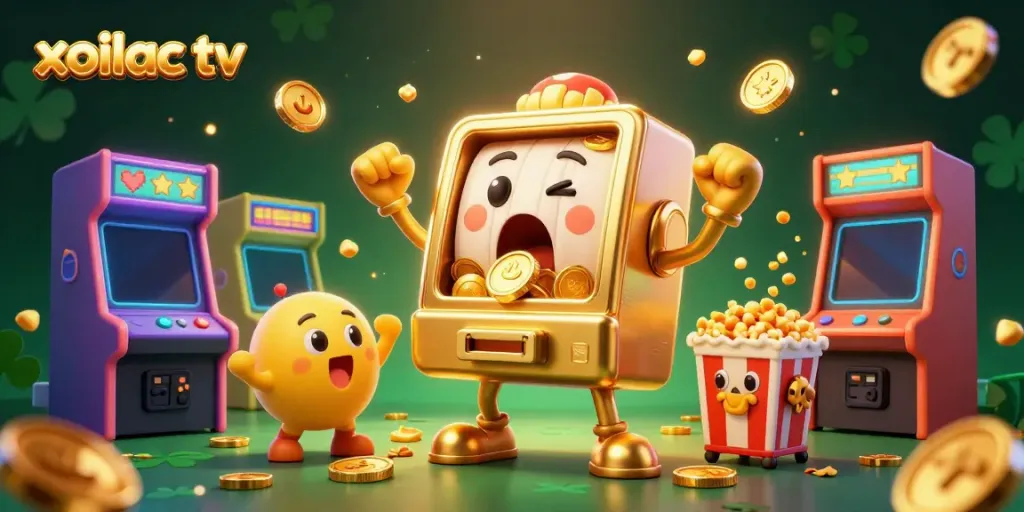 Experience the excitement of xoilac tv with a thrilling slot machine jackpot scene.