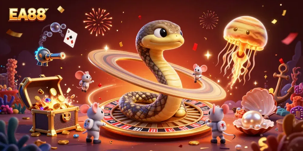 EA88 engages players with vibrant, 3D cosmic casino action featuring unique characters and games.