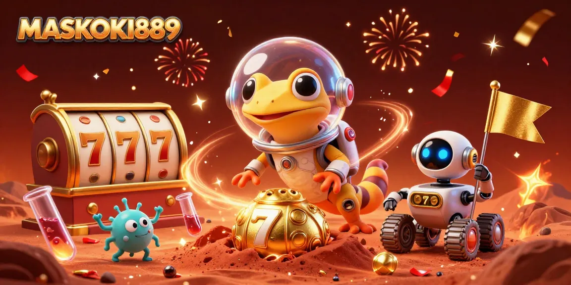 Engage in thrilling casino adventures with MASKOKI889 as a Martian gecko discovers a buried casino!