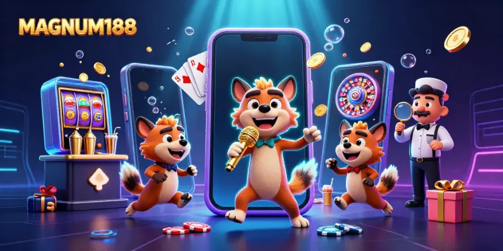 Experience the thrill of MAGNUM188 as hyenas entertain in a vibrant casino scene