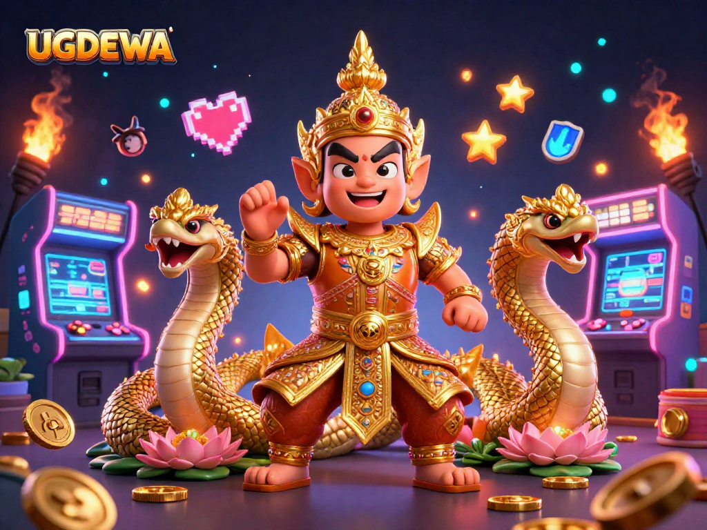 Experience epic gaming excitement with UGDEWA featuring vibrant casino elements and characters in action.