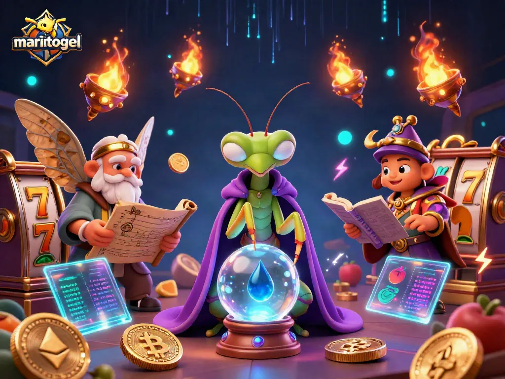 Experience exciting gaming with mariatogel's vibrant and detailed scene of a mystical casino fortune teller at work.