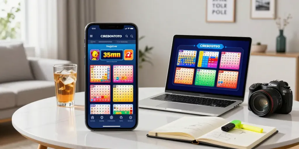 Pengguna CIREBONTOTO menikmati taruhan togel online di smartphone dengan antarmuka menarik.