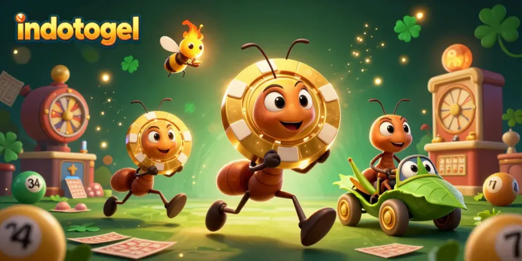 Experience indotogel excitement as ants carry a massive poker chip in a dynamic gambling scene.