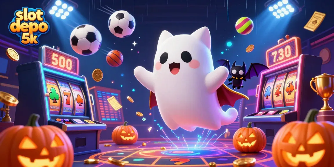 Experience thrilling gameplay with slot depo 5k in a vibrant casino scene featuring playful characters and exciting elements.