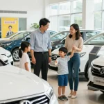 Pengunjung melihat mobil bekas berkualitas di Prestige Motors dengan penawaran ggsoft yang menarik.