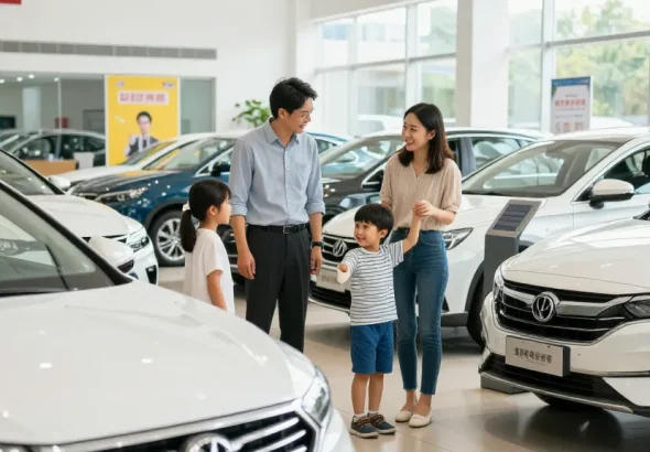 Pengunjung melihat mobil bekas berkualitas di Prestige Motors dengan penawaran ggsoft yang menarik.
